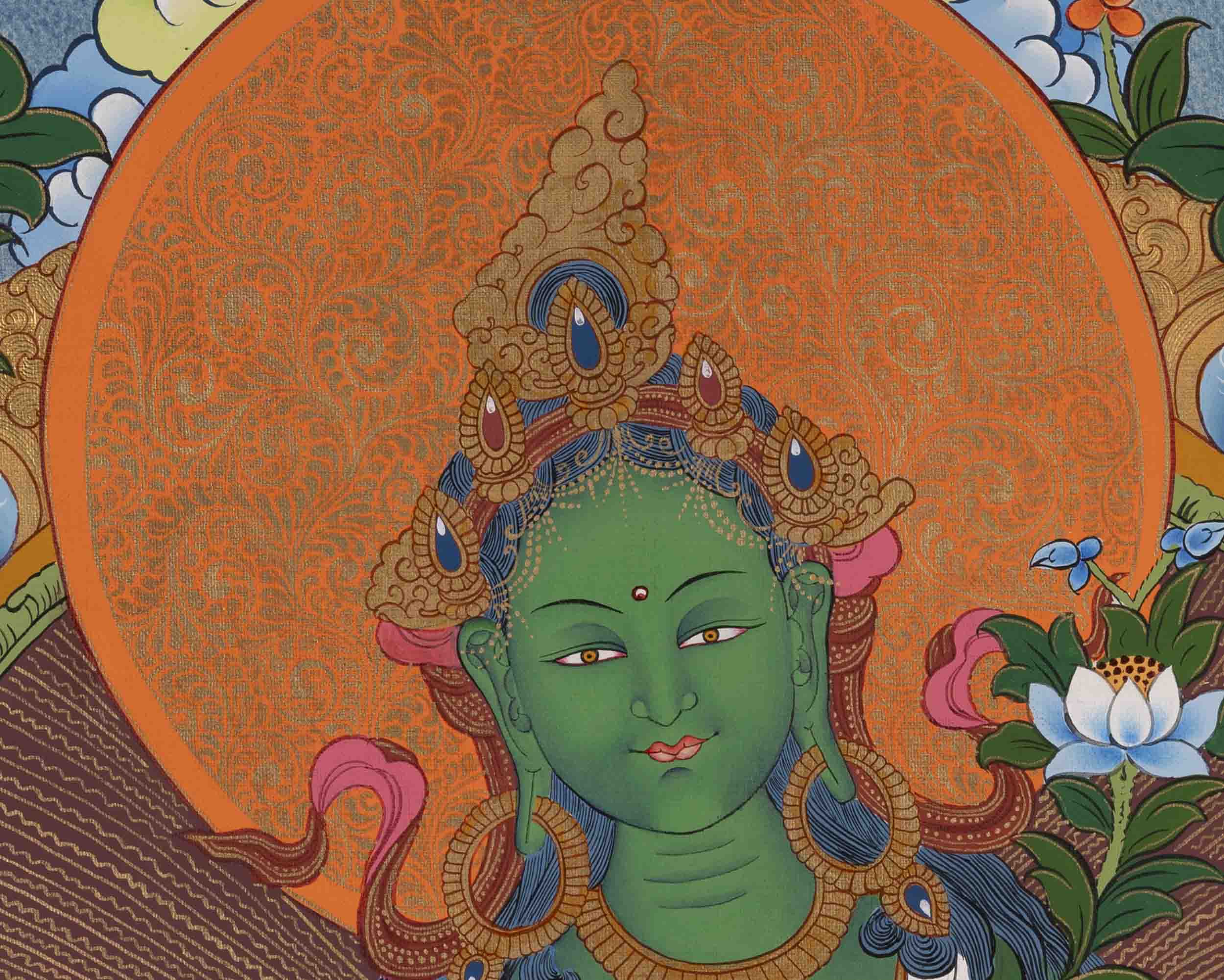 Green Tara | Traditional Buddhist Thangka | Wall Decors