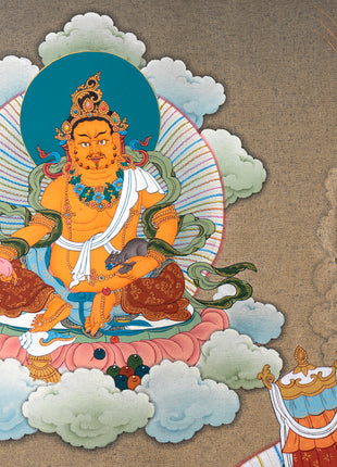 Five Jambhala Thangka | Buddhist Wealth Deities