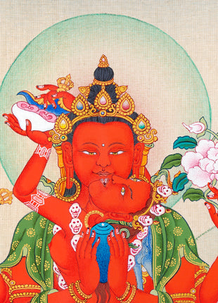 Red Chenrezig Thangka | Gyalwa Gyatso | Meditational Deity | Karma Kagyu Lineage