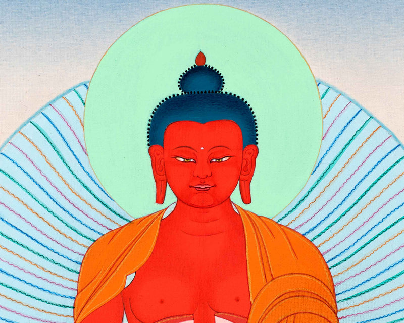 Small Buddha Amitabha Prayer Thangka | Tibetan Art of Infinite Light Deity