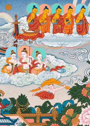 Amitabha Buddha Pure Land Thangka | Tibetan Thangka Hand painted in Enlightenment Studio