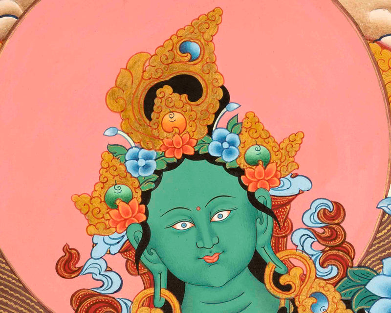 Traditional Green Tara Thangka | Gift For Buddhist | Wall Decors