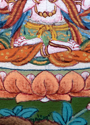 Avalokiteshvara Buddhism Mini Thangka | Traditional Buddhist Art