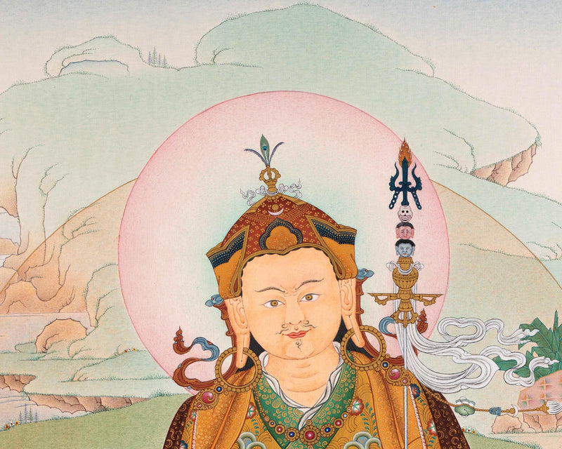 Tibetan Karma Gadri Thangka of Guru Padmasambhava