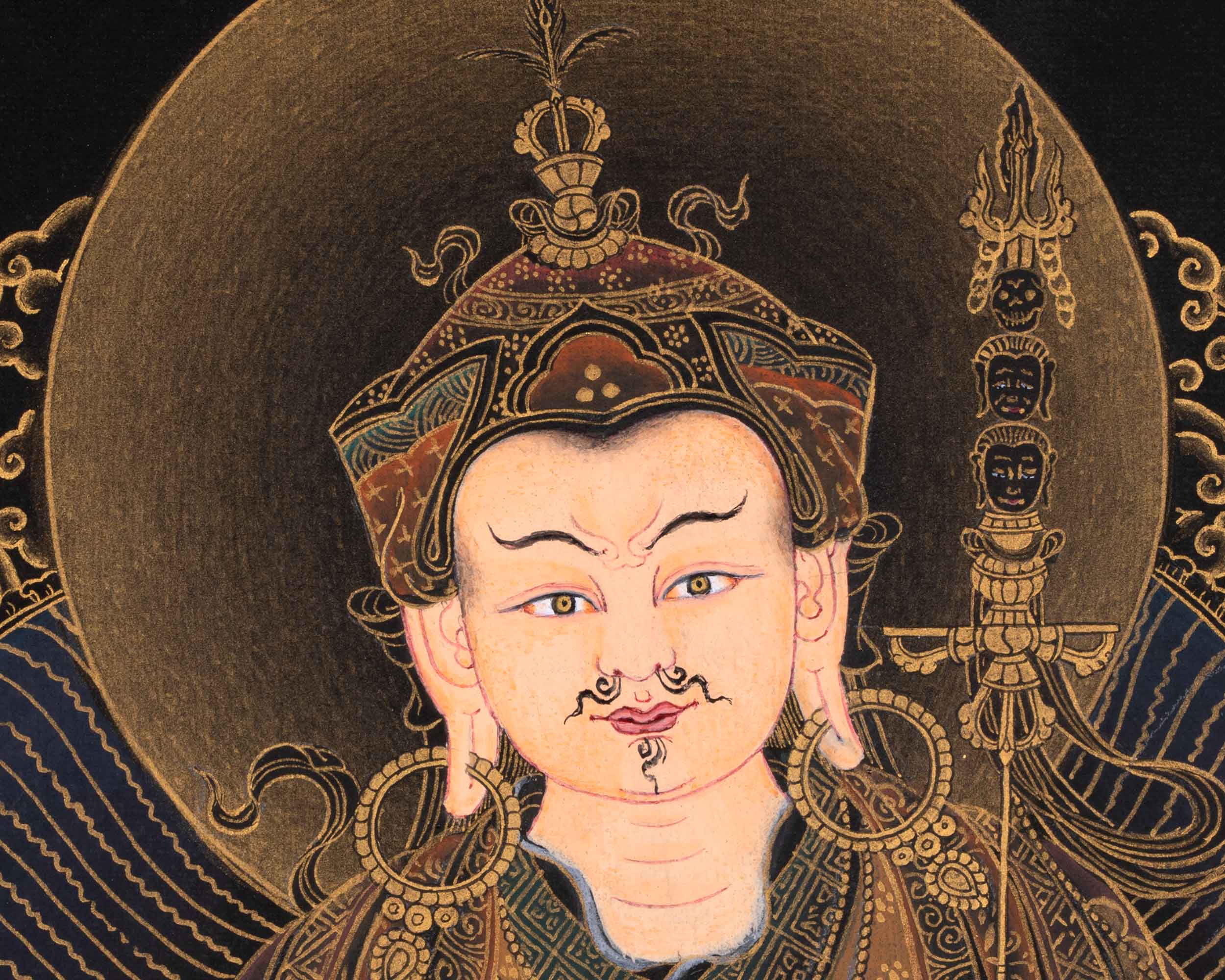 Tibetan Buddhist Master Padmasambhava Thangka | Lotus Born Master Guru Rinpoche Canvas Artwork