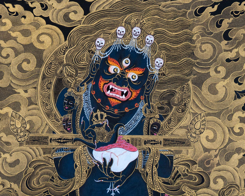 Sakya Mahakala with His Retinues and Sakya Masters, A complete Set of Mahakala Thangka