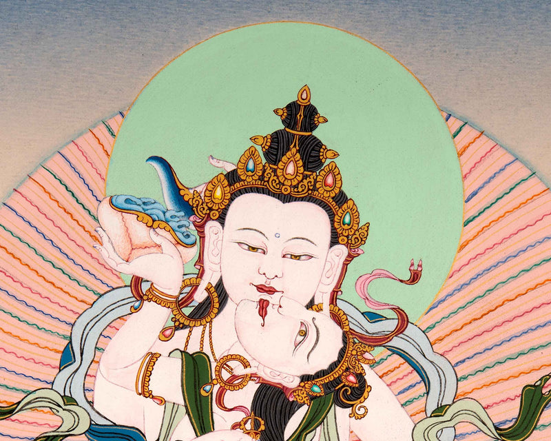 Vajrasattva with Consort Thangka | Finely Hand Painted Art