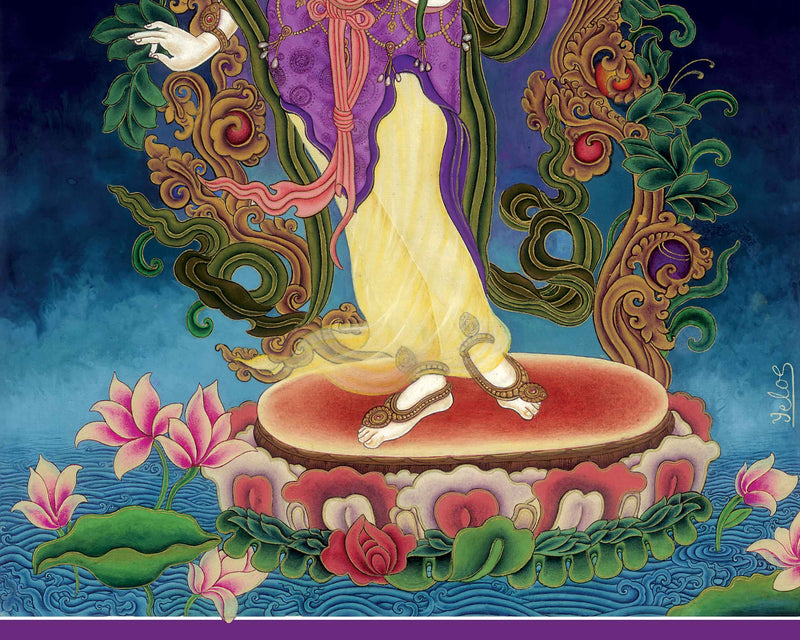 Tibetan Bodhisattva Padmapani Painting Print | Padmapani Lokeshwara Thangka Print