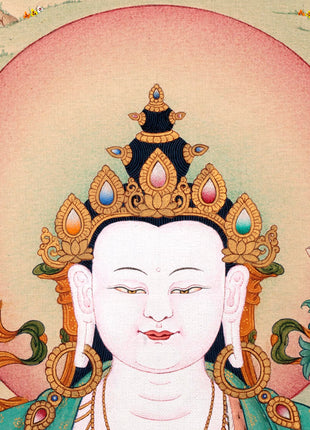 Chenrezig Thangka | Avalokiteshvara | Tibetan Karma Gadri Art