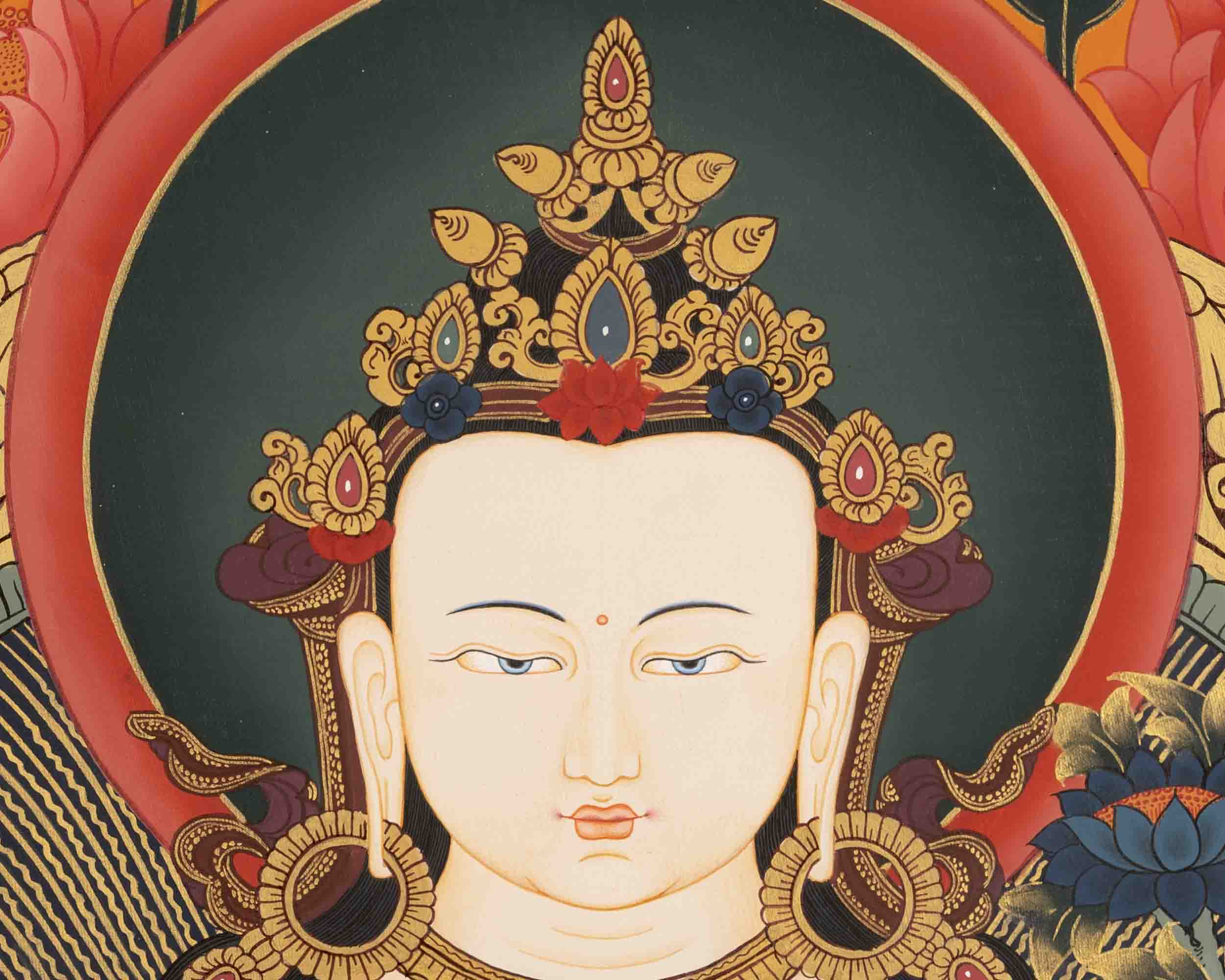 Avalokiteshvara Chengrezig Thangka | Yoga Meditation Canvas Art