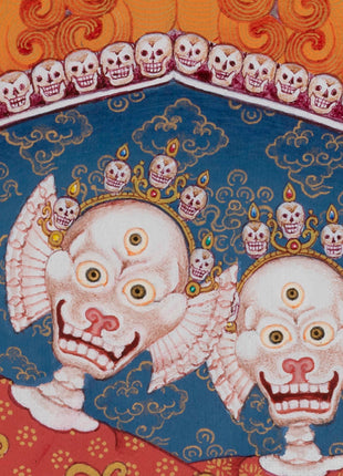 The Dancing Couple Citipati Thangka | Wrathful Lord of Charnel Ground
