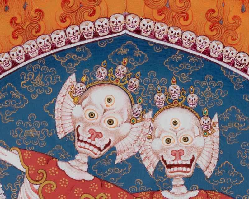 The Dancing Couple Citipati Thangka | Wrathful Lord of Charnel Ground