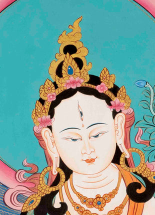 White Tara Thangka Painting | Religious Buddhist Art | Wall Decors