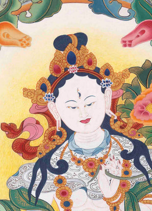 White Tara Thangka | Buddhist Religious Paintings
