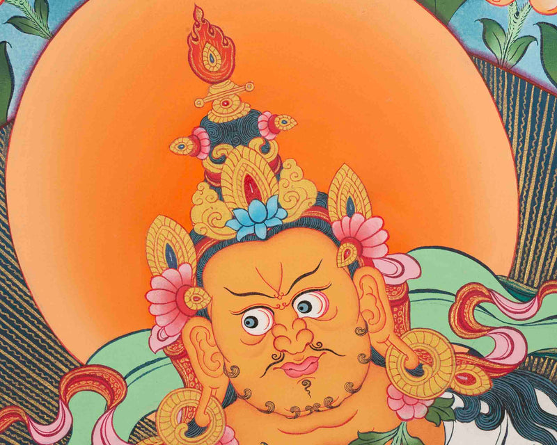 Dzambala Kubera Thangka Painting | Deity Of Wealth | Wall Decors