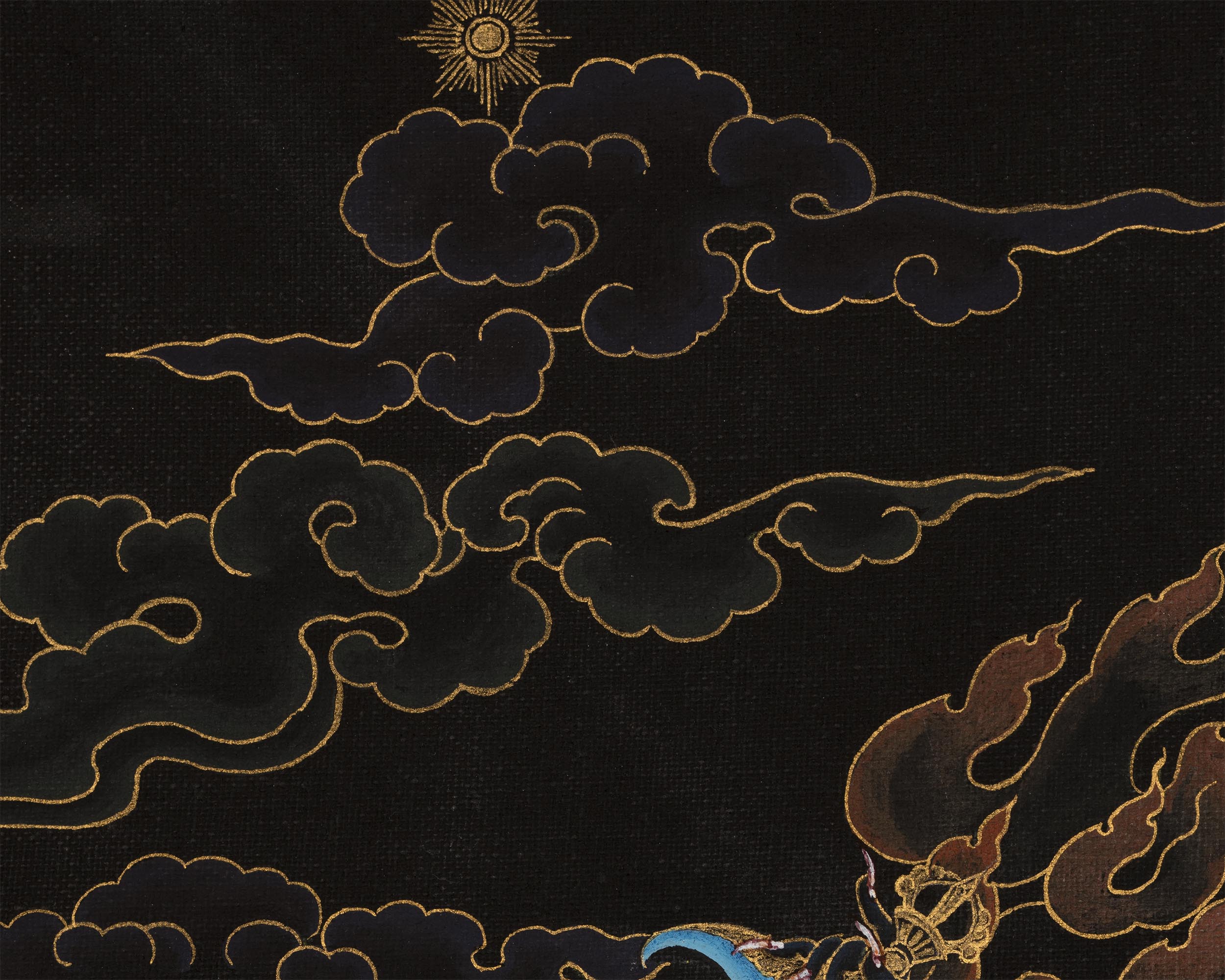 Troma Nagmo Thangka | Dakini In Black And Gold | Includes Brocade