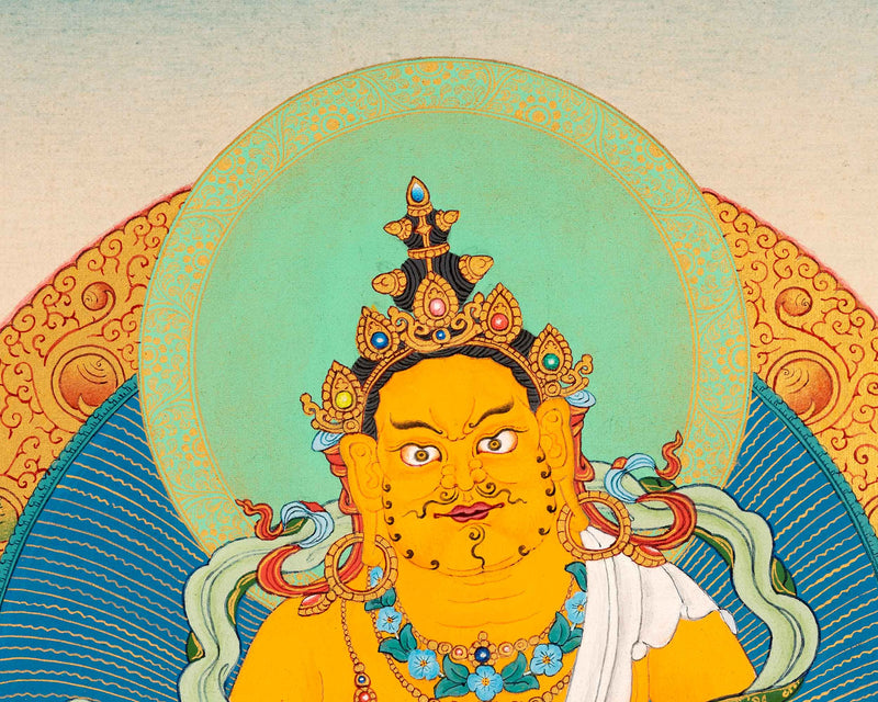 Small Thangka of Jambala, Buddhist Wealth Deity