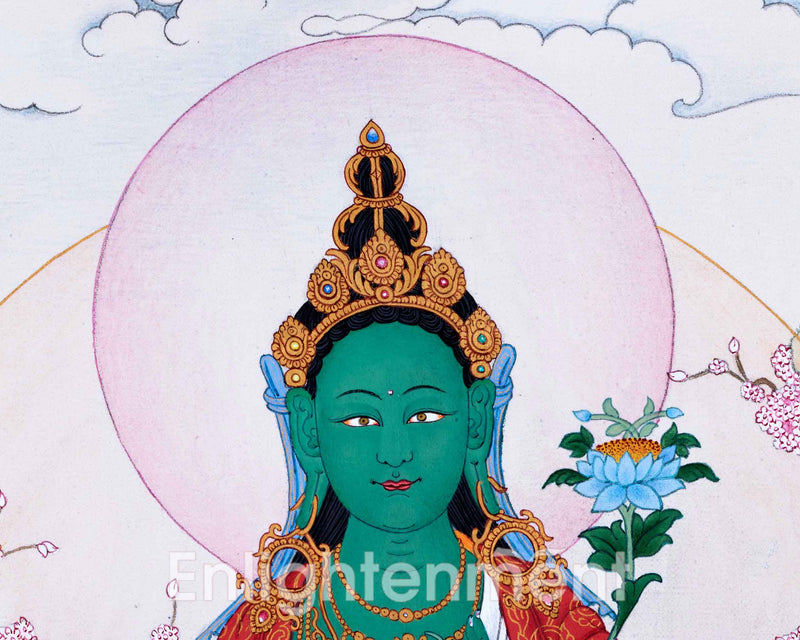Green Tara, The Buddha Tara Devi Thangka For Healing & Longevity | Traditional Tibetan Buddhist Art