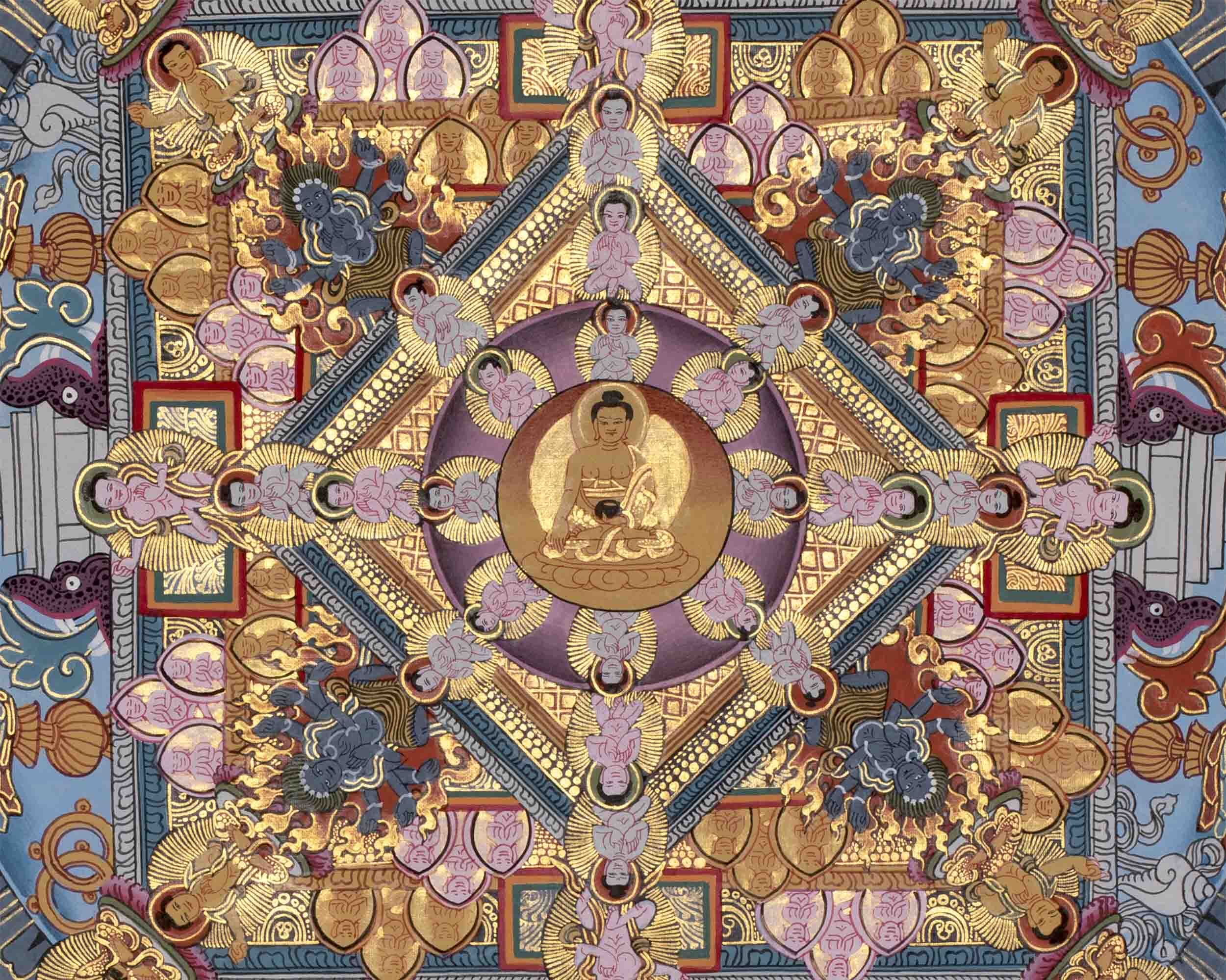 Original Hand painted Buddha Mandala | Tibetan Wall Decoration Painting