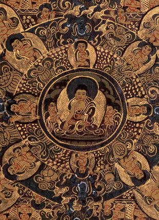 Dark Themed Shakyamuni Buddha Mandala | Wall Hanging