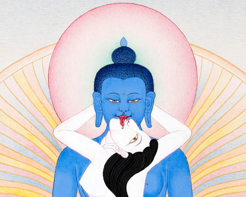 Samantabhadra with Consort | Traditionally Hand Painted Buddhist Thangka
