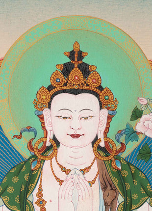 4 Armed Avalokiteshvara Thangka | High-Quality Tibetan Art