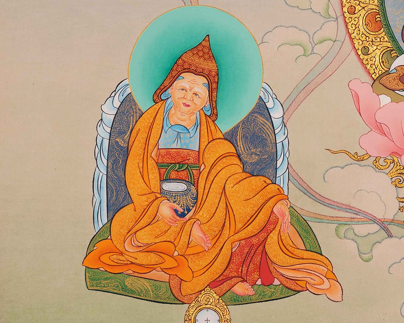 Buddha Guru Rinpoche Thangka Painting | Traditional Tibetan Buddhist Art