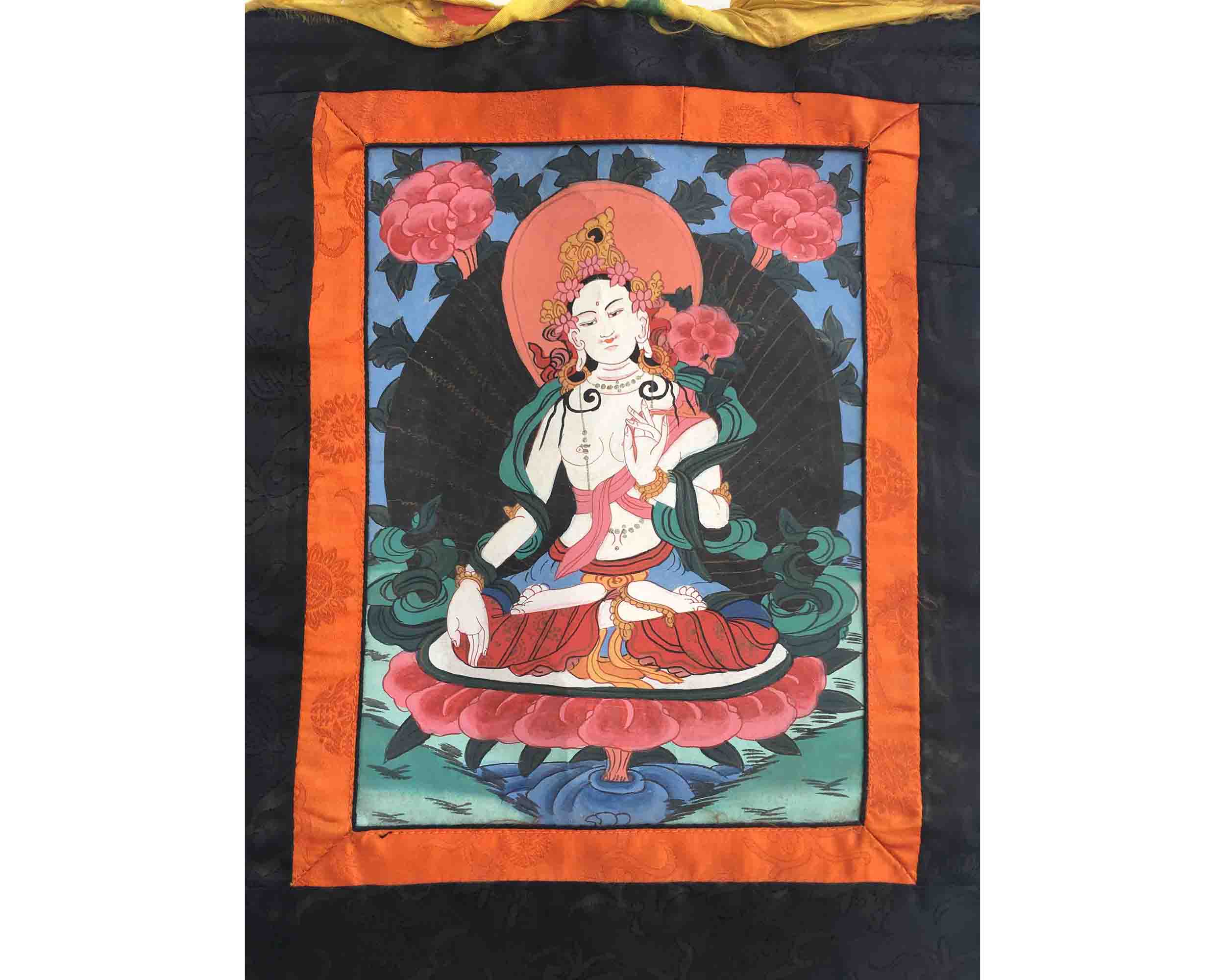 Vintage White Tara Thangka Painting | A Symbol of Serenity