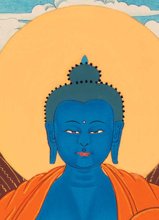 Small Medicine Buddha Thangka | Hand Painted Buddhist Art