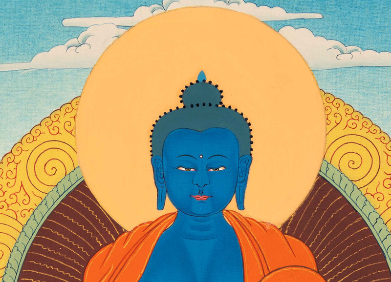 Small Medicine Buddha Thangka | Hand Painted Buddhist Art