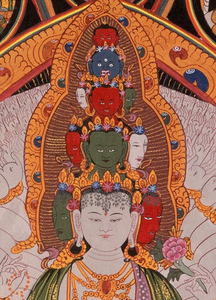 Vintage 1000Armed Avalokiteshvara Thangka | Wall Decor Painting