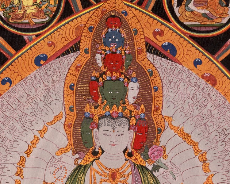 Vintage 1000Armed Avalokiteshvara Thangka | Wall Decor Painting