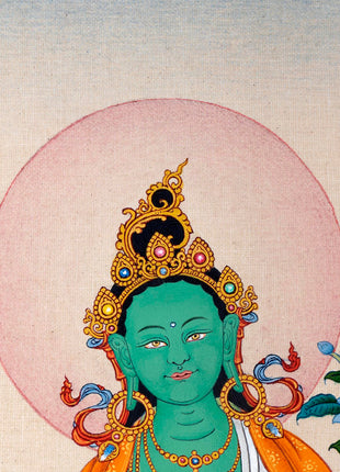 Green Tara | Female Buddha | Tibetan Buddhist Thangka