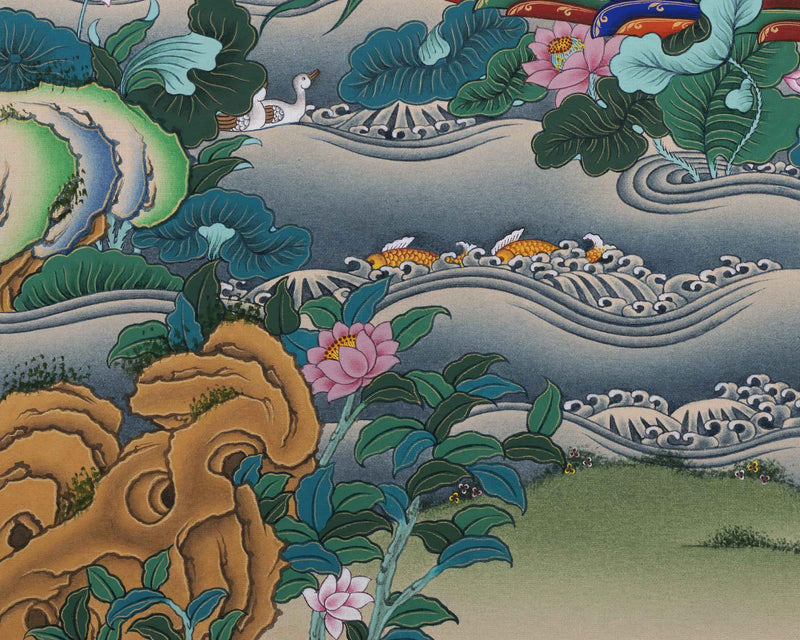 Tibetan Canvas Print For Chenrezig Mantra Practice | Four-Armed Avalokitesvara Giclee Print