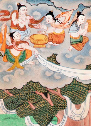 30+ Years Old Thangka With Dhaka Fabric Brocade | Wall Hanging