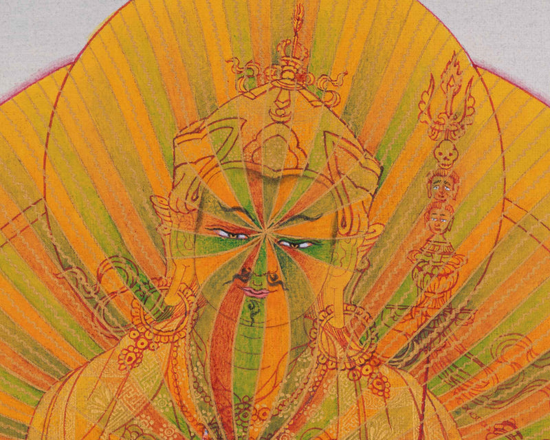 Lotus Master Guru Rainbow Body Thangka | Tibetan Buddhist Master Guru Rinpoche Art