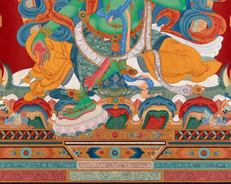 Green Tara Thangka Painting | Enlightened Female Buddha