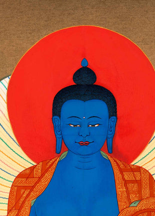 Buddha Of Medicine Bhaishajyaguru Thangka | Traditional Buddhist Art