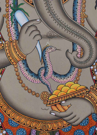 8 Armed Shree Ganesha Pauba Giclee Art Print | The Deity Of Remover Of Obstacles Print For Decoration