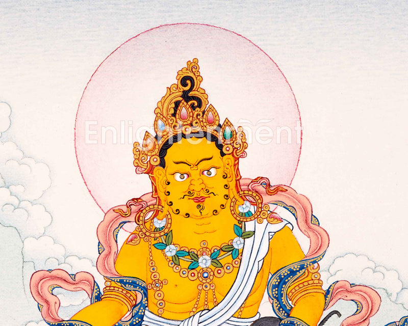Tibetan Yellow Dzambhala Thangka Painting | The Tibetan Wealth Deity | Buddhist Kubera