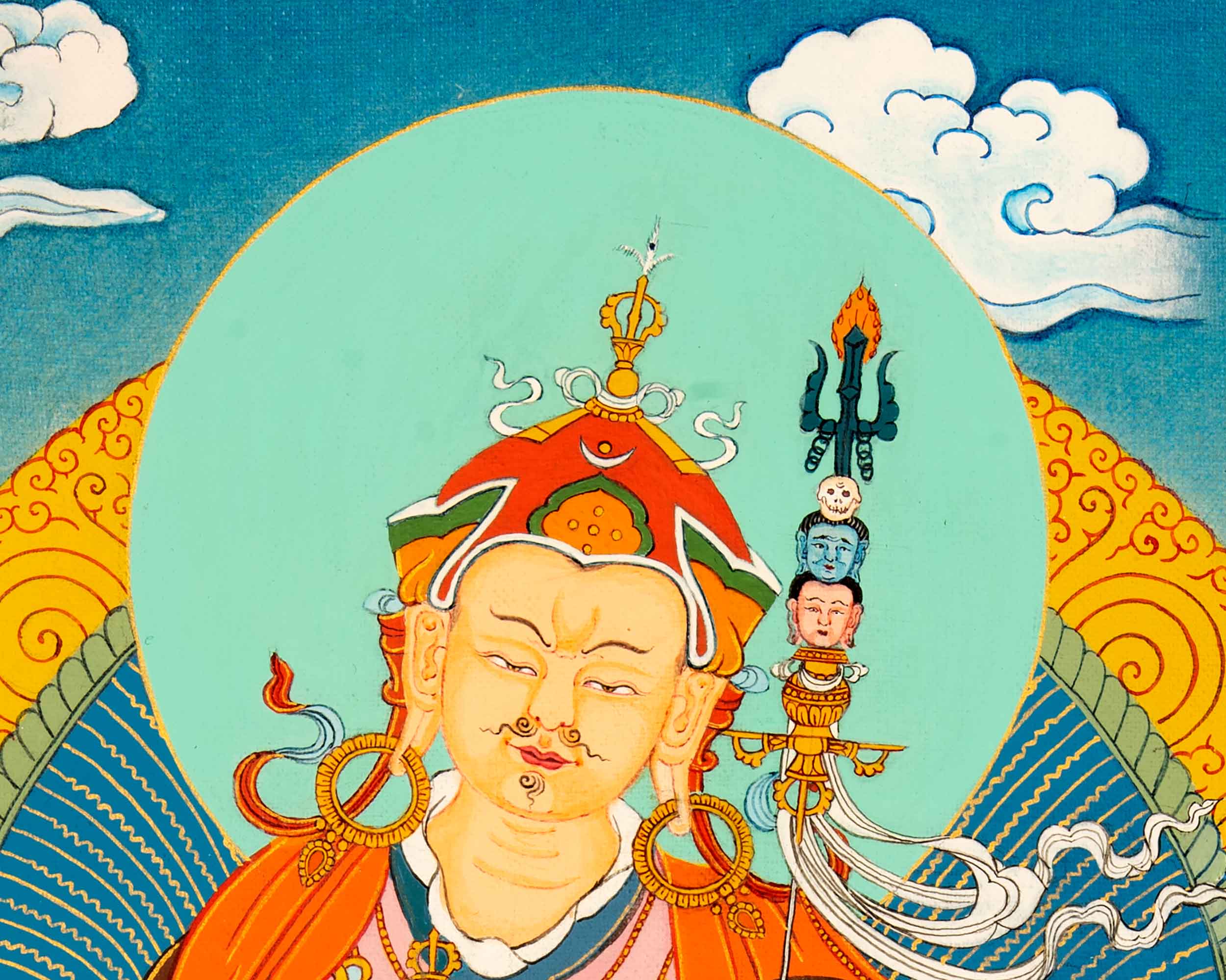 Tibetan Guru Rinpoche Painting | Small Thangka of Guru Padmasambhava
