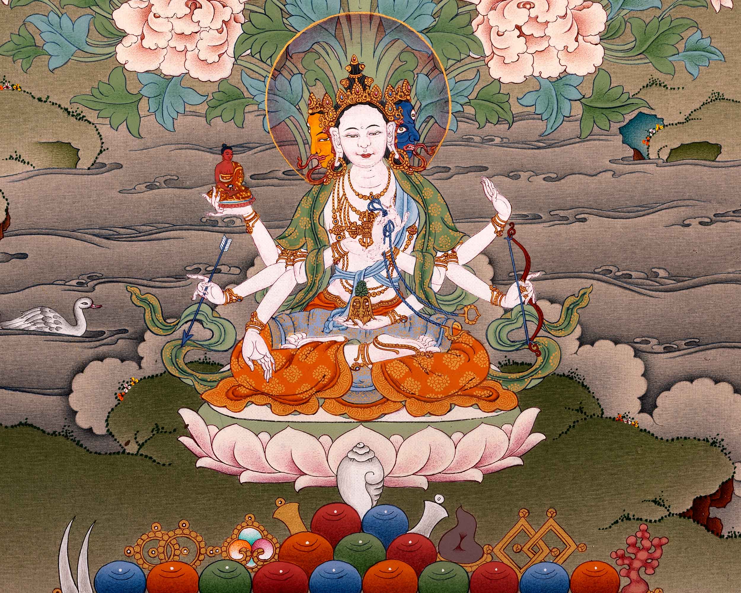 White Tara Art Long Life Bodhisattva | Traditional Tibetan Thangka
