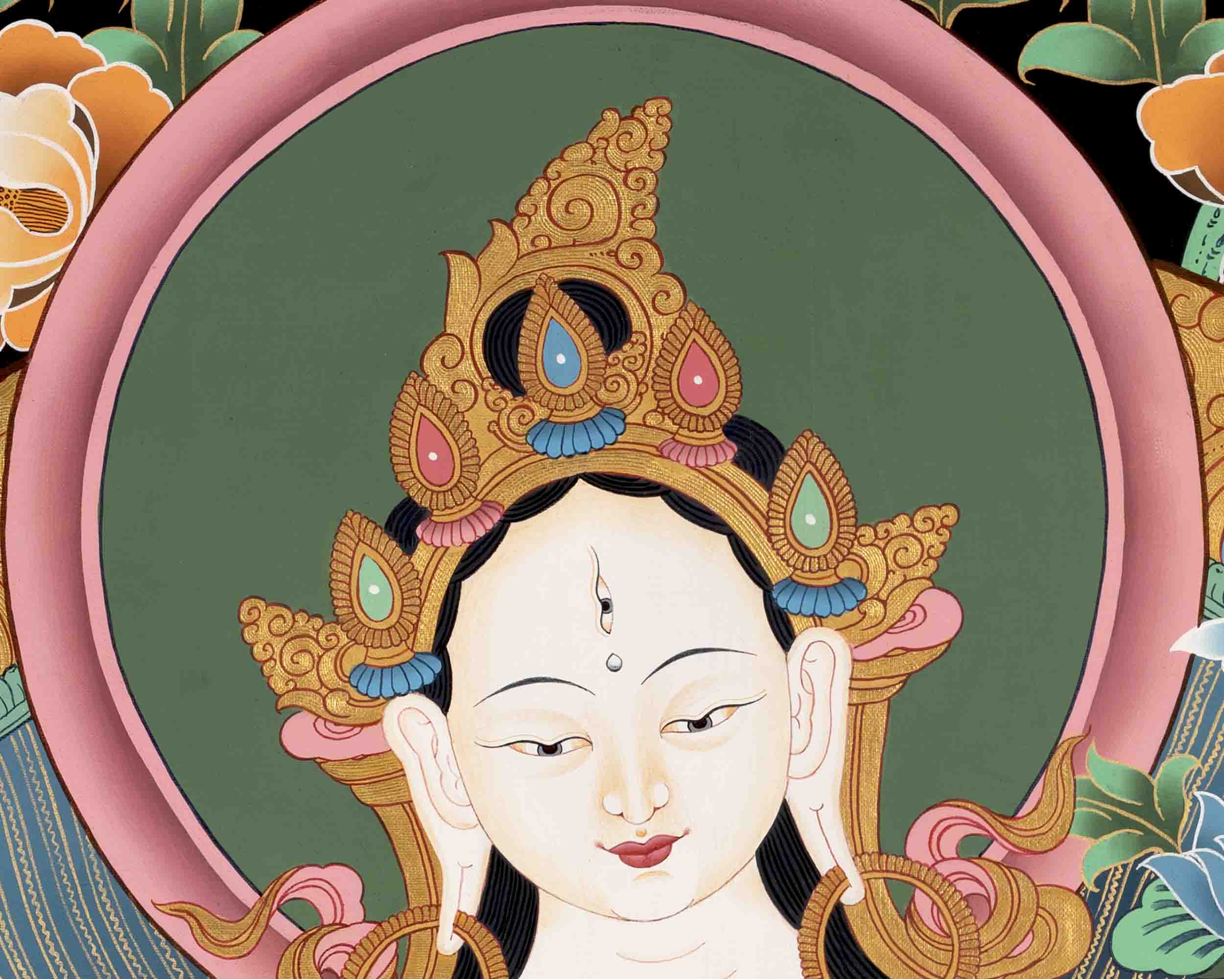 Female White Tara Thangka | Religious Wall Decors