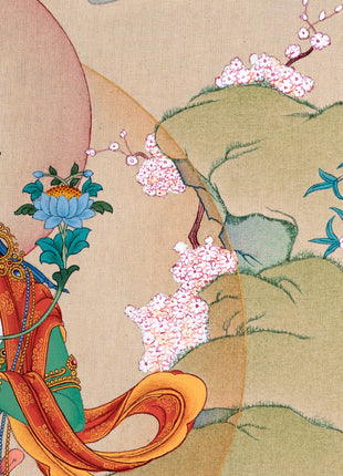 Green Tara Thangka | Tibetan Mother Tara | Natural Stone Colors and 24K Gold
