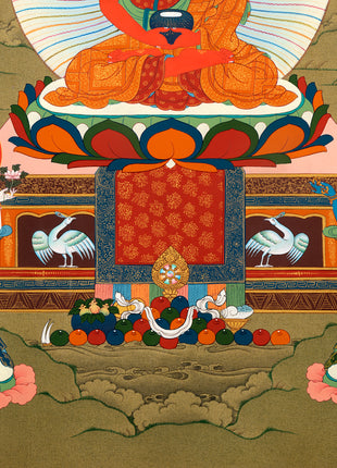 Amitabha Buddha, Chenrezig and Vajrapani | Hand Painted | Tibetan Thangka Art