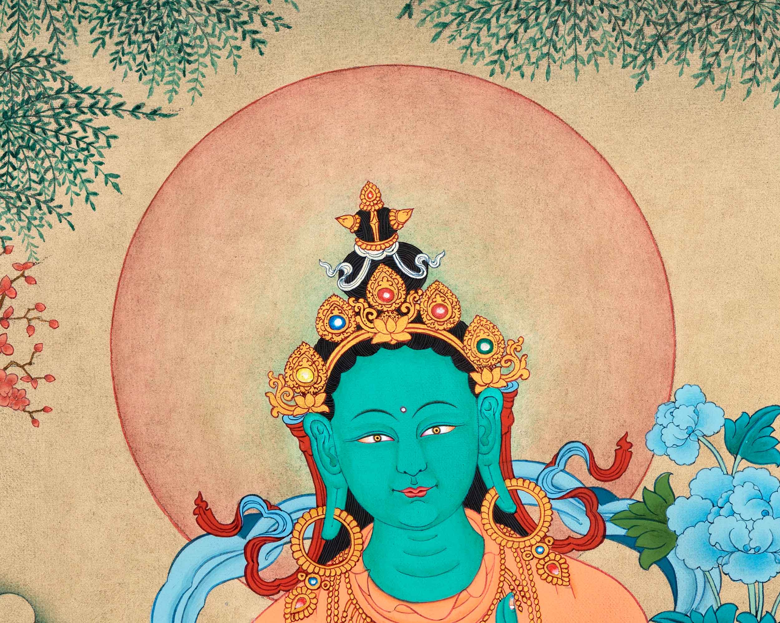 Green Tara Meditation Thangka | Deity of Compassion | Tibetan Art