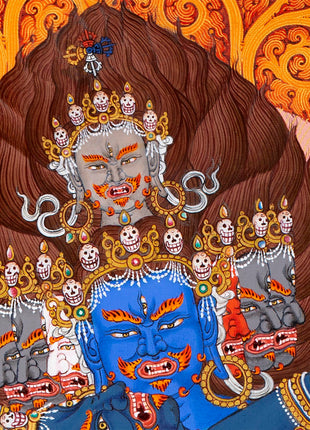 Hevajra With Consort Nairatmya Thangka Print | Buddhist Yidam Art