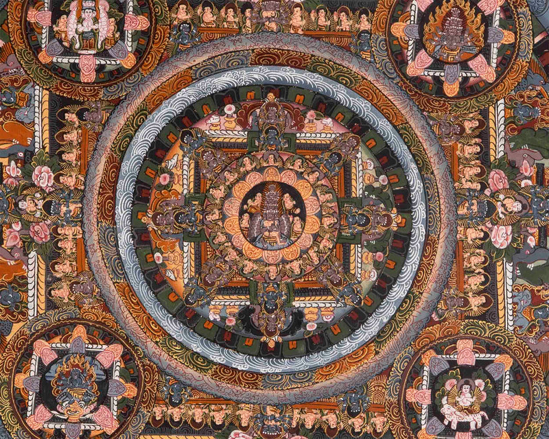 Heruka Mandala With Brocade | Wall Hanging Canvas Art
