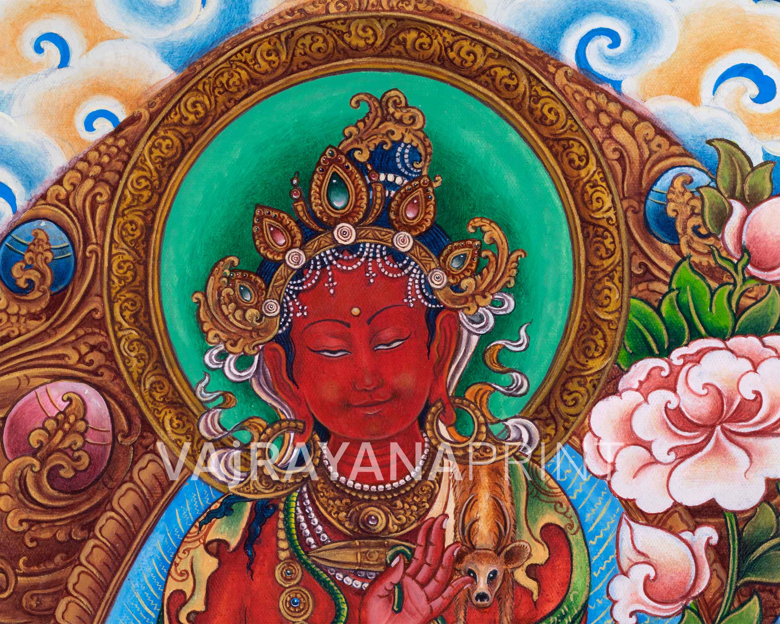 Newari Pauva Avalokitesvara Painting For Wall Decoration | Tibetan Bodhisattva Of Compassion Wall Art