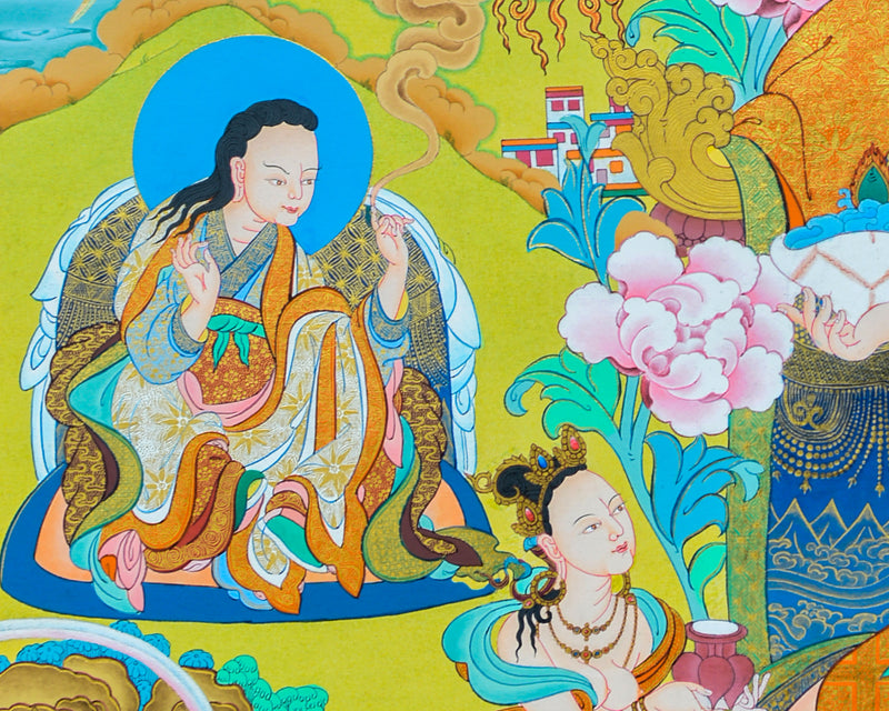 Pema Jugne Thangka | Guru Rinpoche Manifestation | Traditional Artwork